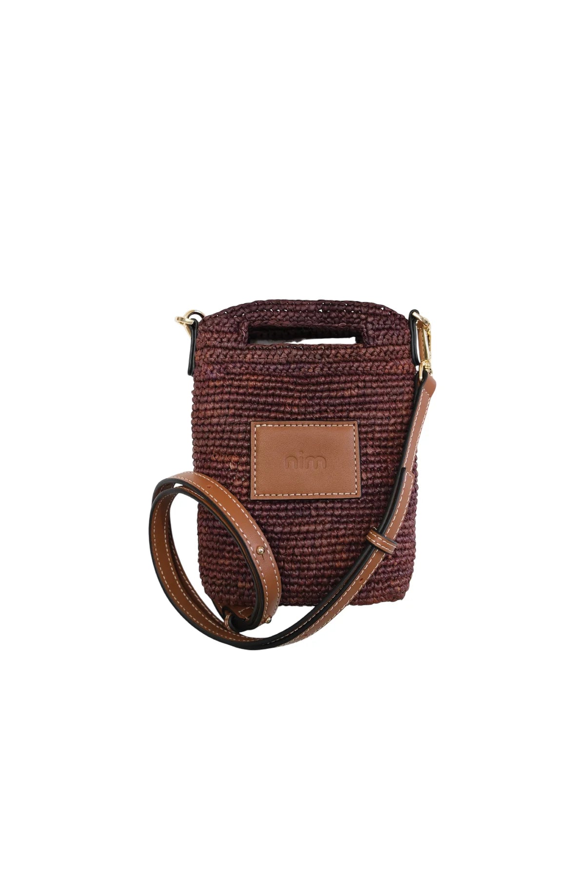 Nim The Label Leather Trimmed Raffia Pocket, Cocoa