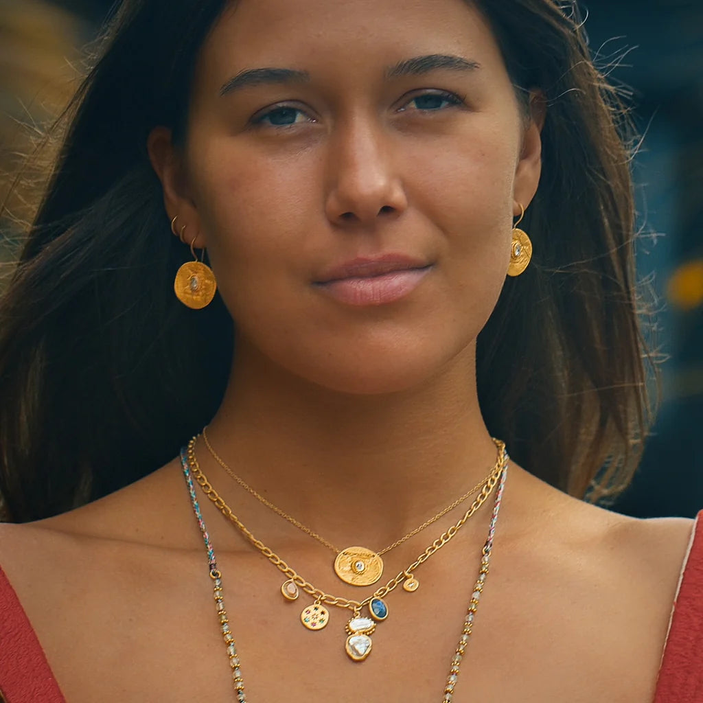 Rubyteva Zanzibar Pearl Charm Necklace, Gold