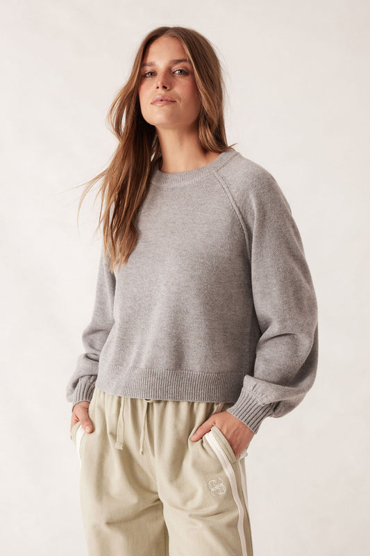 Ceres Life Soft Knit Raglan Crew, Grey Marle