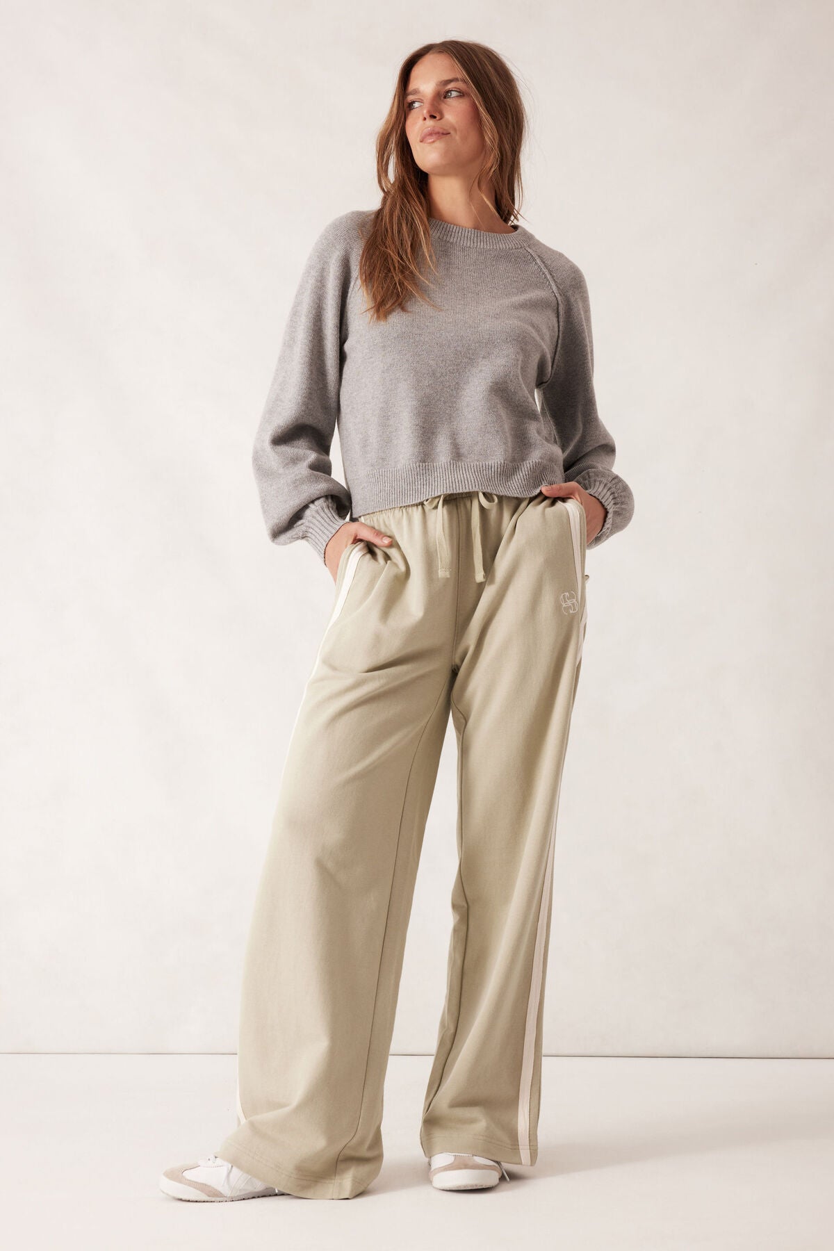 Ceres Life Soft Knit Raglan Crew, Grey Marle