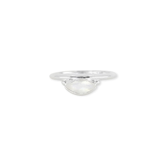 ToniMay Nyra Marquise Moonstone Stacker, Silver - Size 6