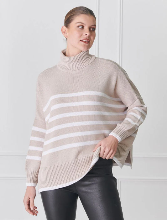 Zjoosh Samantha Striped Knit, Ecru White