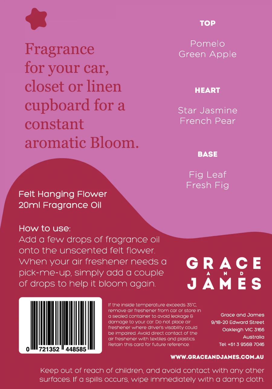 Grace and James Bloom Collection Felt Air Freshener, Turkish Fig & Pear