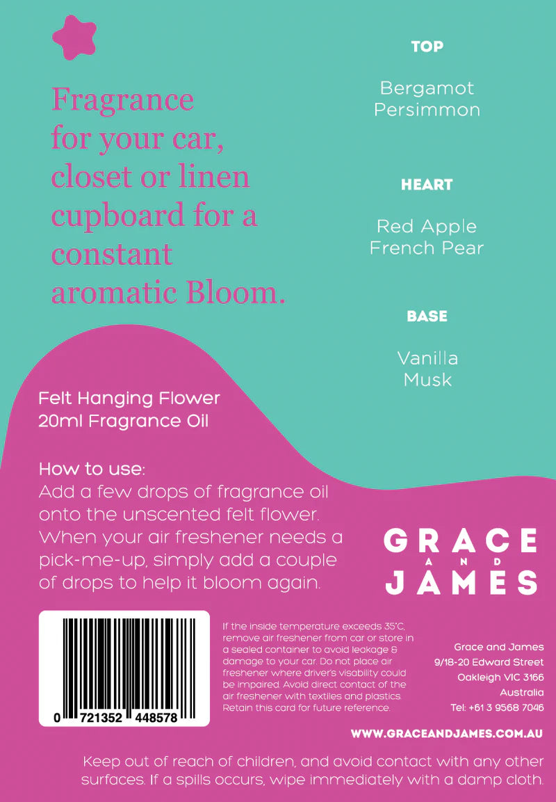 Grace and James Bloom Collection Felt Air Freshener, Persimmon & Vanilla