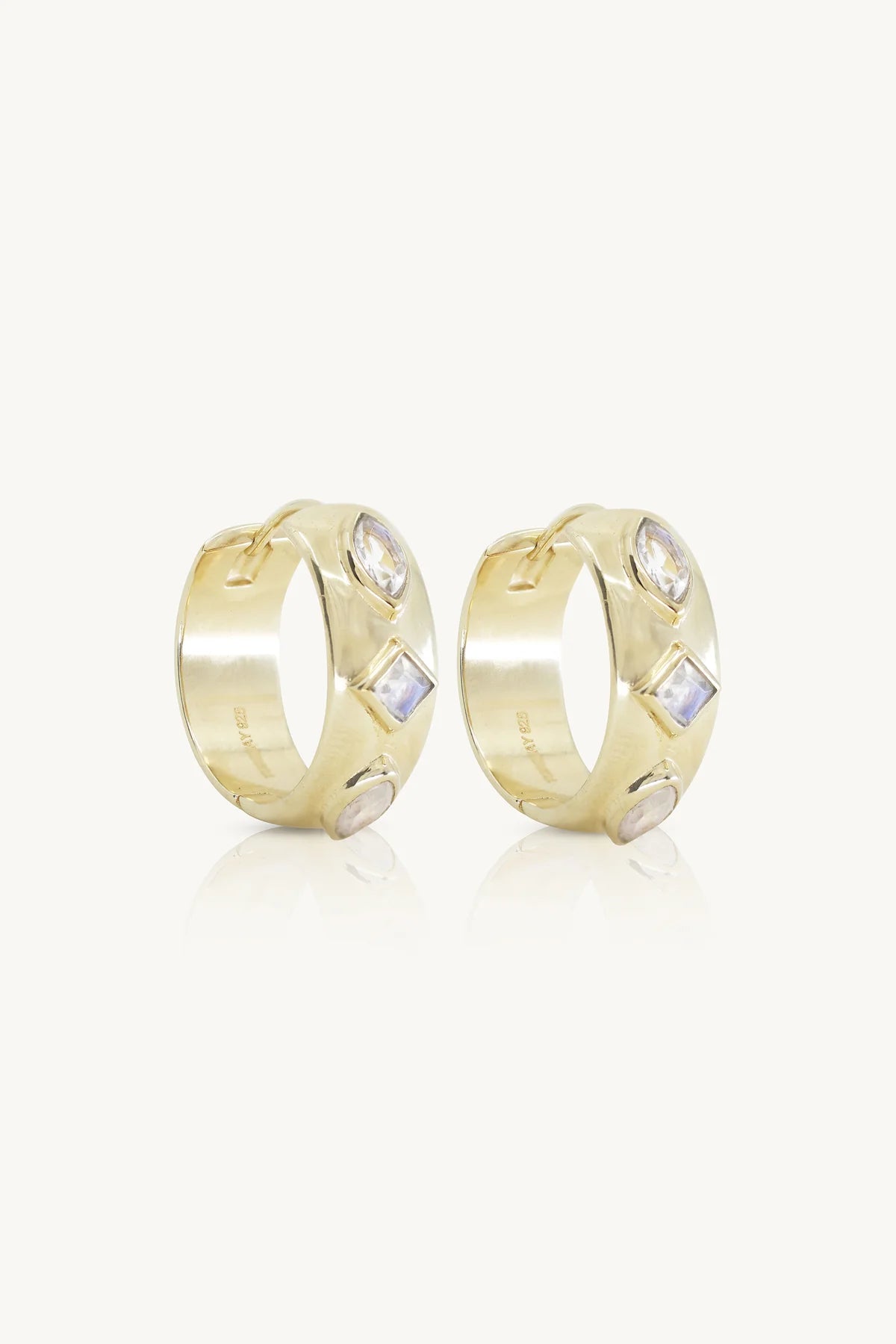 ToniMay Coronet Moonstone Hoops, Gold