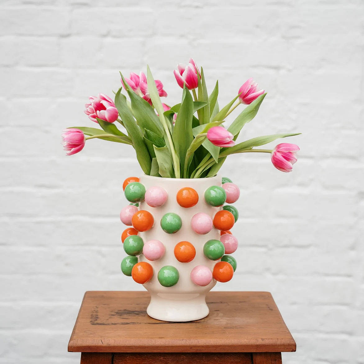 Noss & Co Small Bubble Vase, Pink, Green & Orange