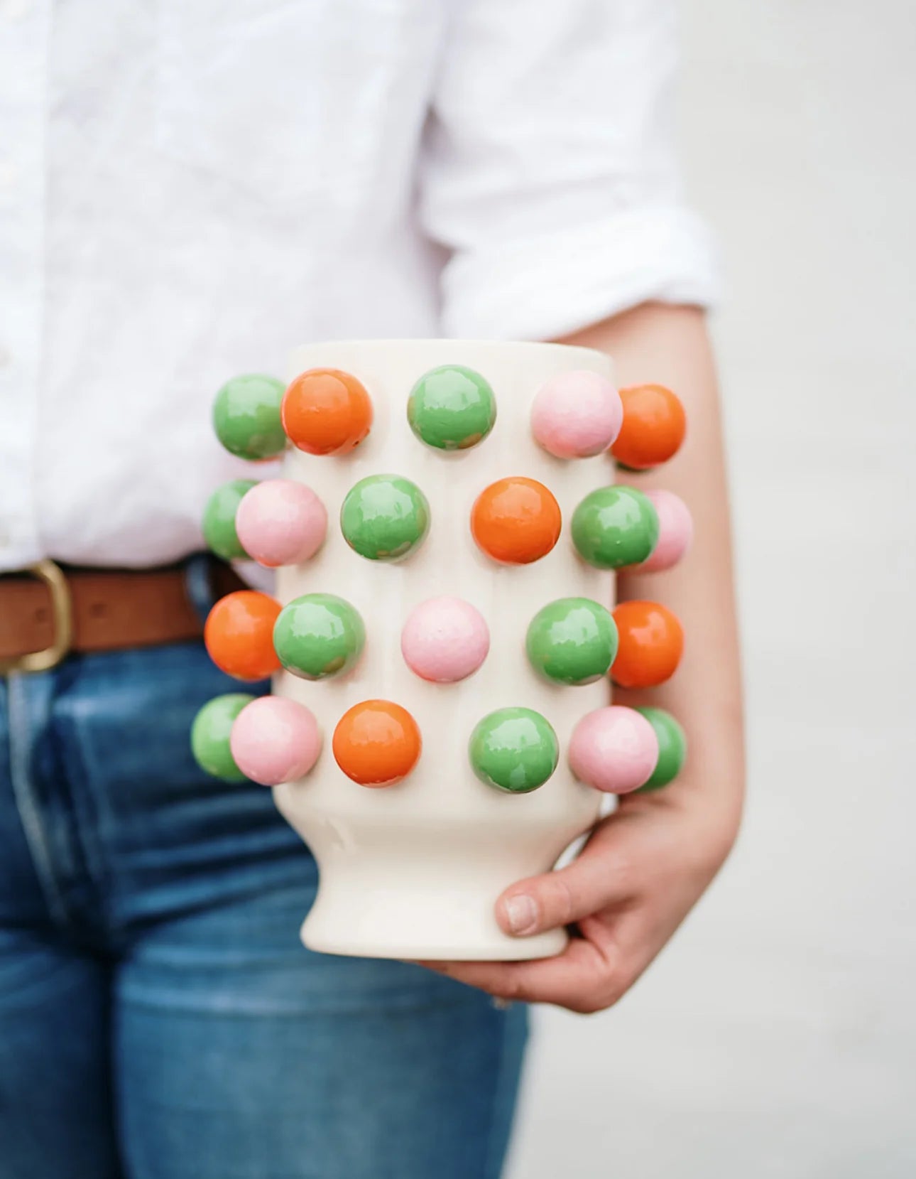 Noss & Co Small Bubble Vase, Pink, Green & Orange