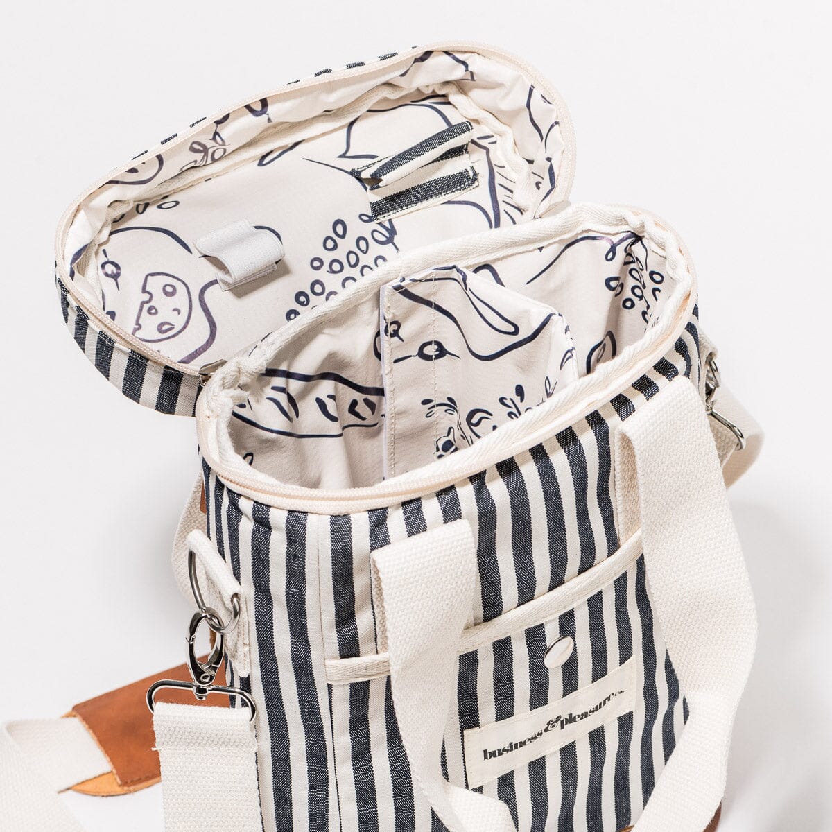 Business and Pleasure The Wine Cooler Tote Bag, Lauren Navy Stripe