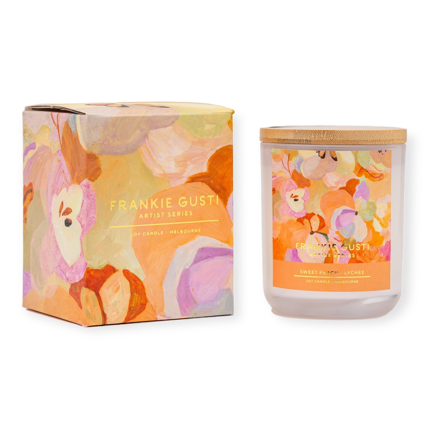 Frankie Gusti Artist Series Candle, Sweet Peach & Lychee