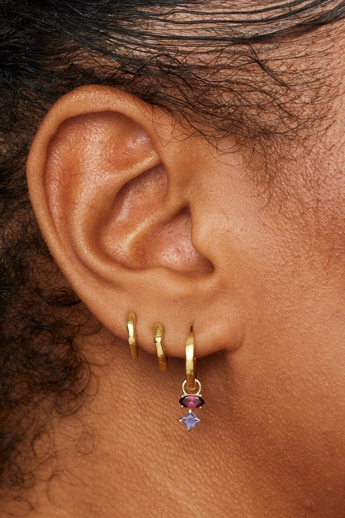 ToniMay Astrid Marquise Rhodolite Earring Charm, Gold