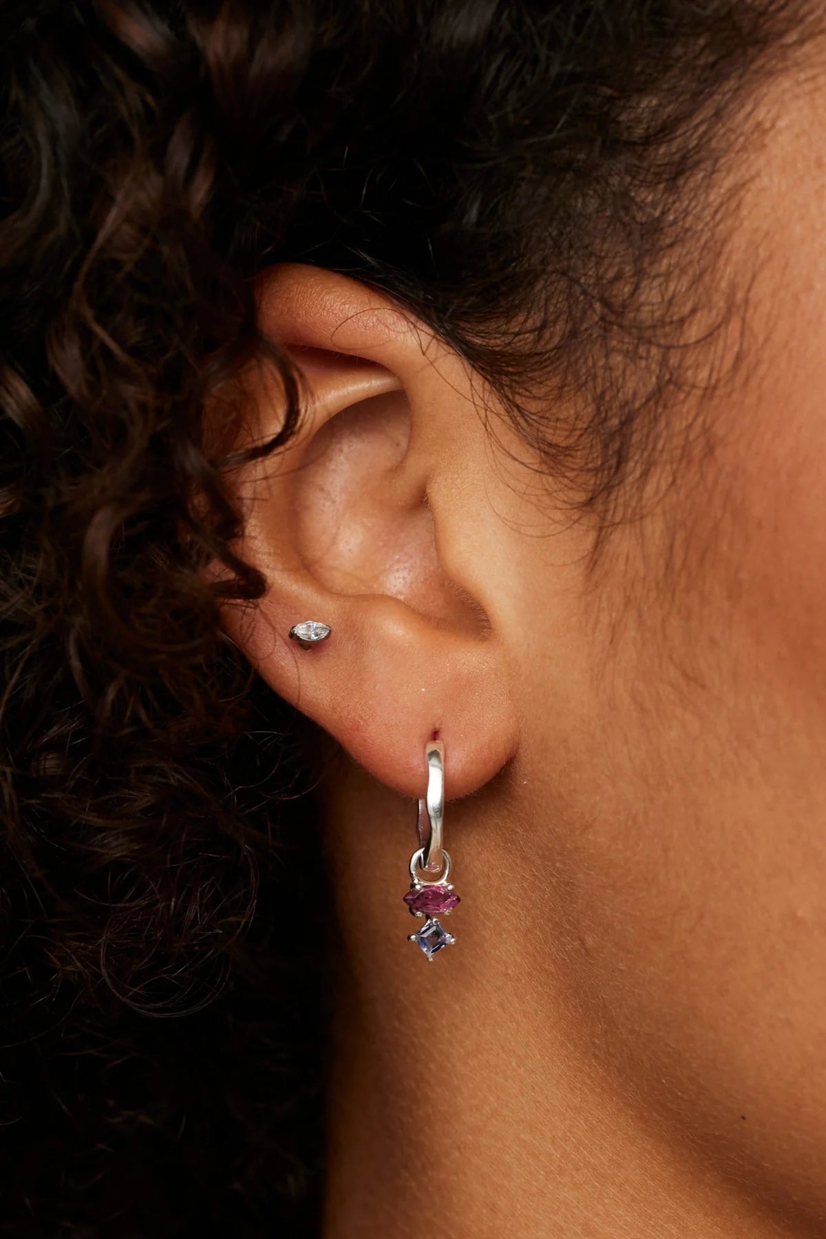 ToniMay Astrid Marquise Rhodolite Earring Charm, Silver