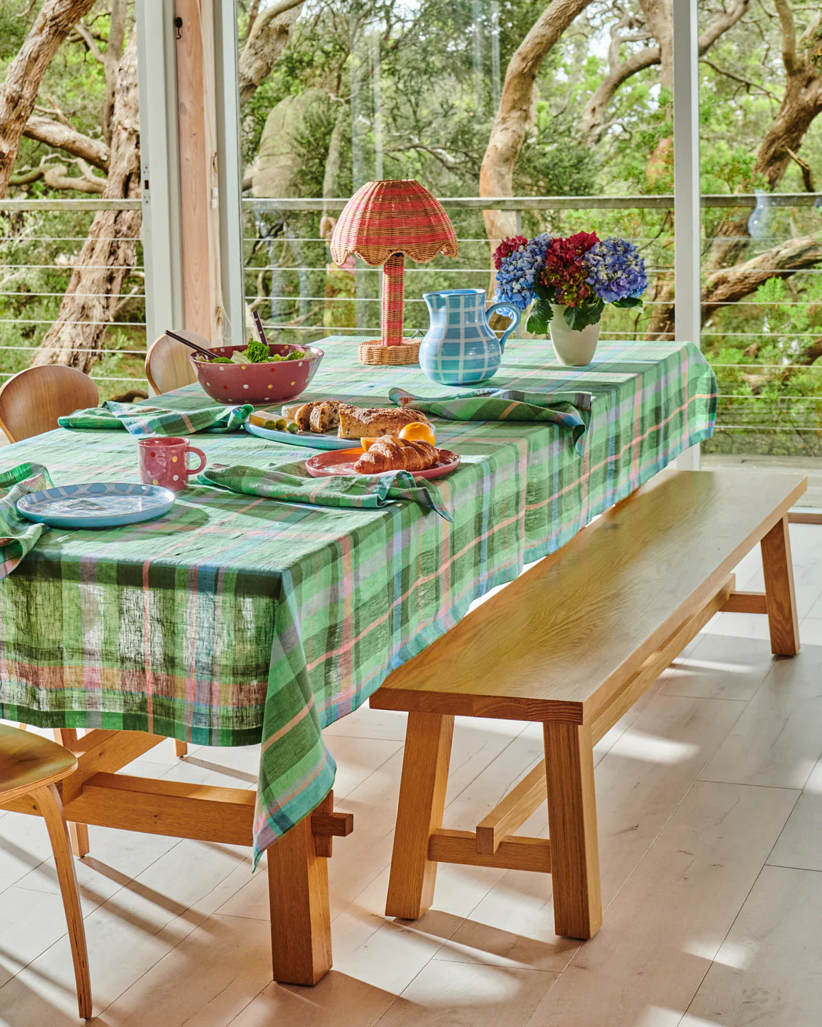 Kip & Co Linen Tablecloth Large Rectangular, Jewel Of The Nile Tartan