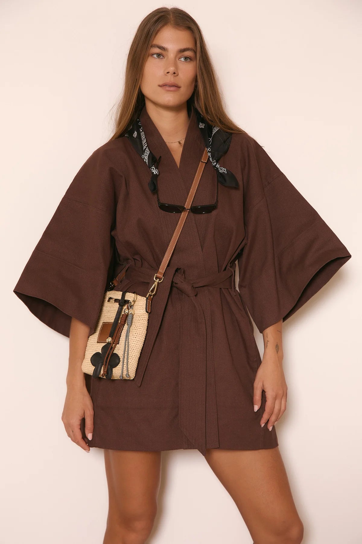 Nim The Label Leather Trimmed Raffia Pocket