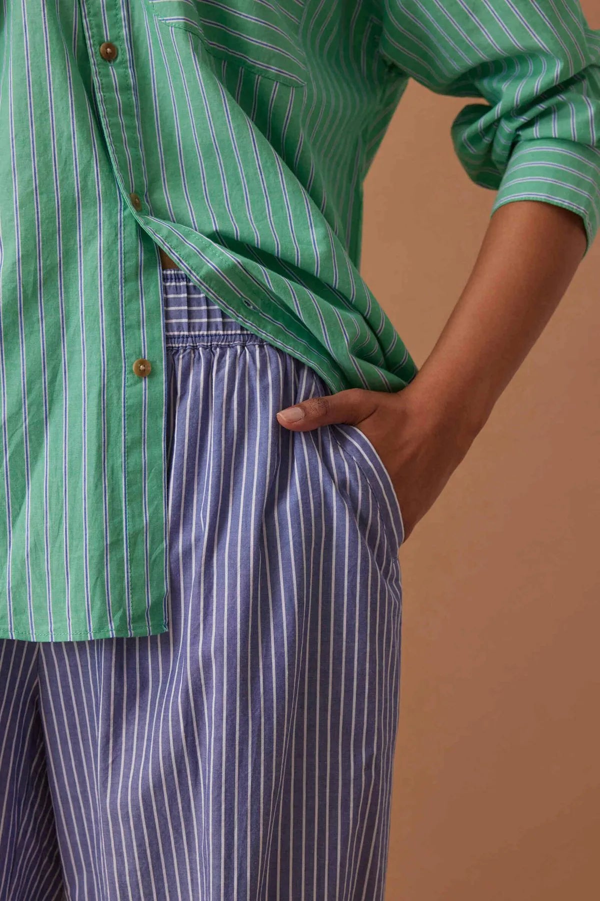Ceres Life Peta Oversized Shirt, Zesty Green Triple Stripe