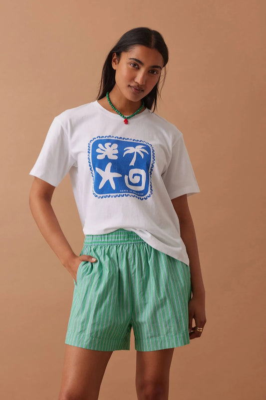 Ceres Life Mila Short, Zesty Green Triple Stripe