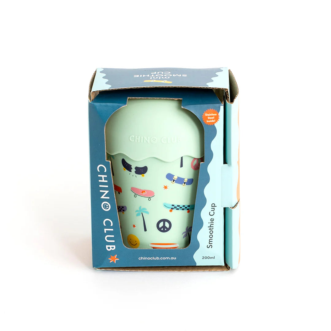 Chino Club Mini 200ml Smoothie Cup & Straw, Skate Aqua