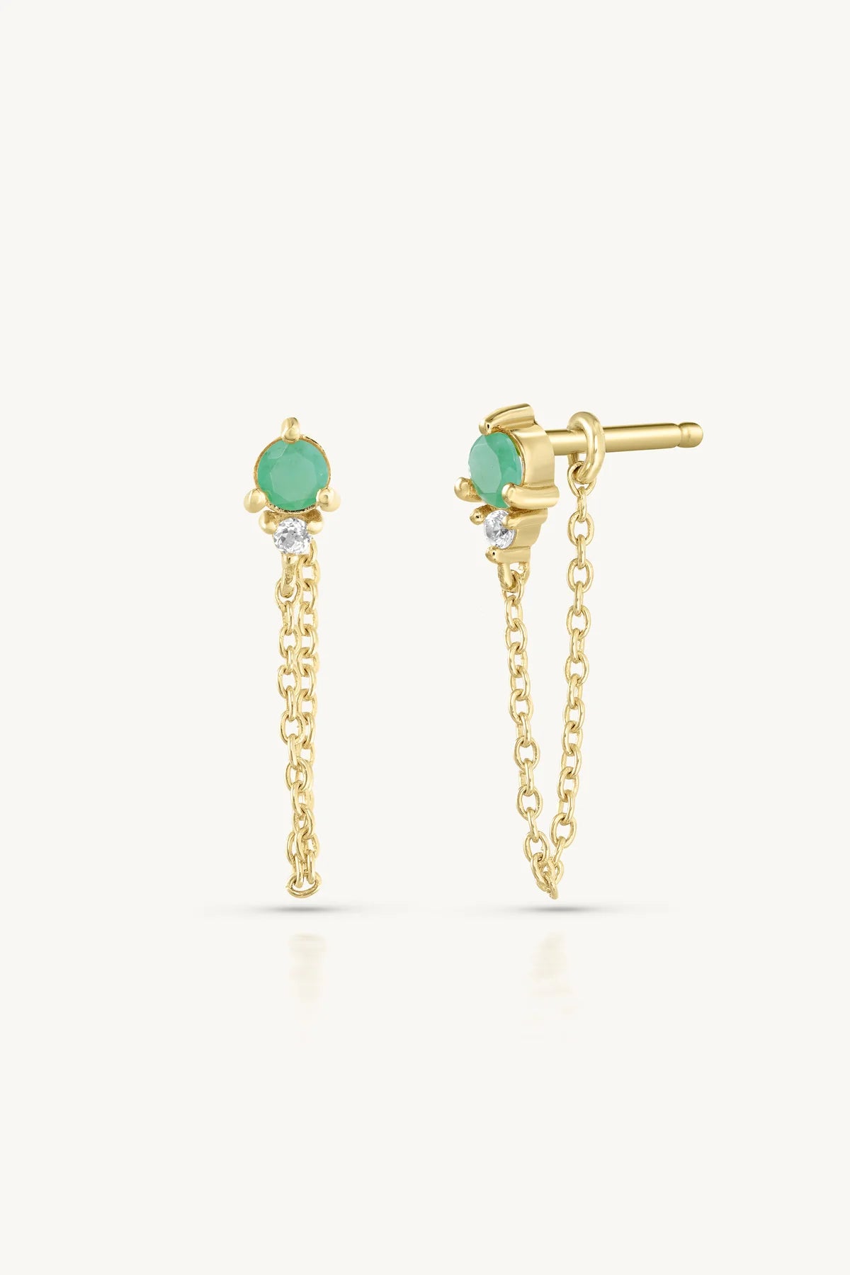 ToniMay May Emerald Birthstone Stud, Gold