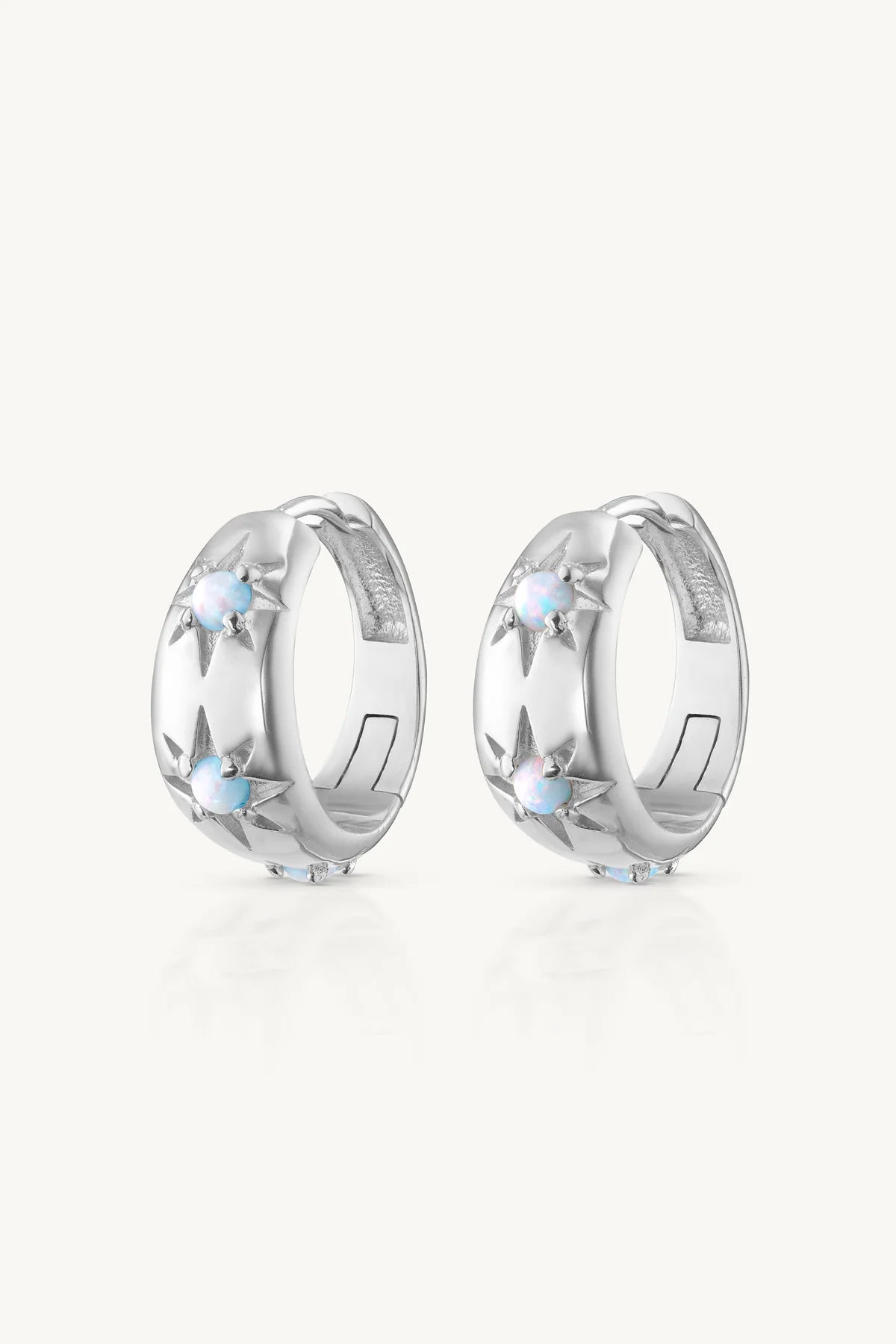 ToniMay Alina Opal Hoops, Silver