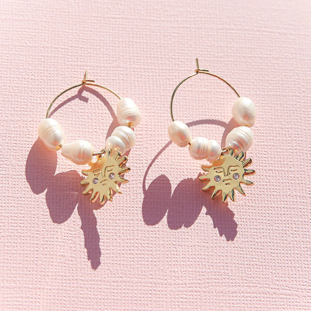 Kingston Sun Pearl Hoop Earrings