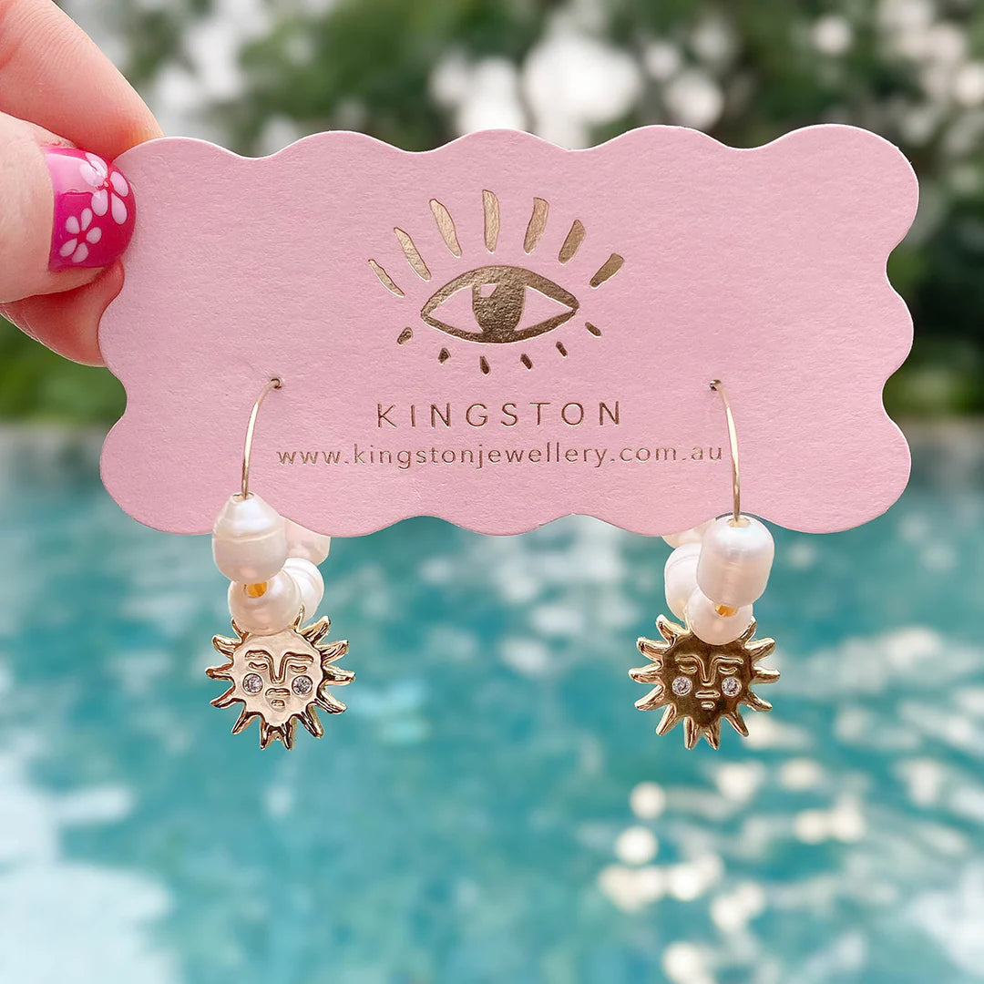 Kingston Sun Pearl Hoop Earrings