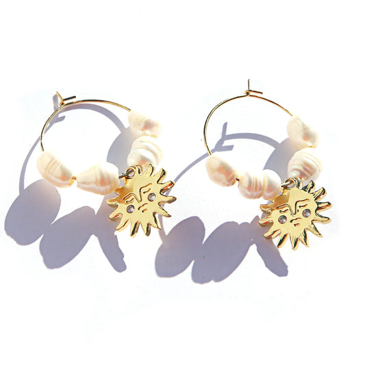 Kingston Sun Pearl Hoop Earrings