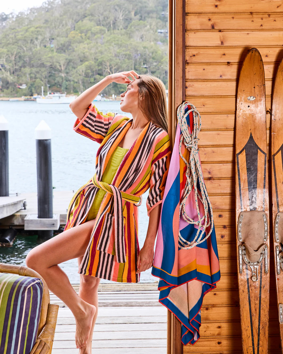 Kip & Co Terry Mini Robe, Casablanca Stripe