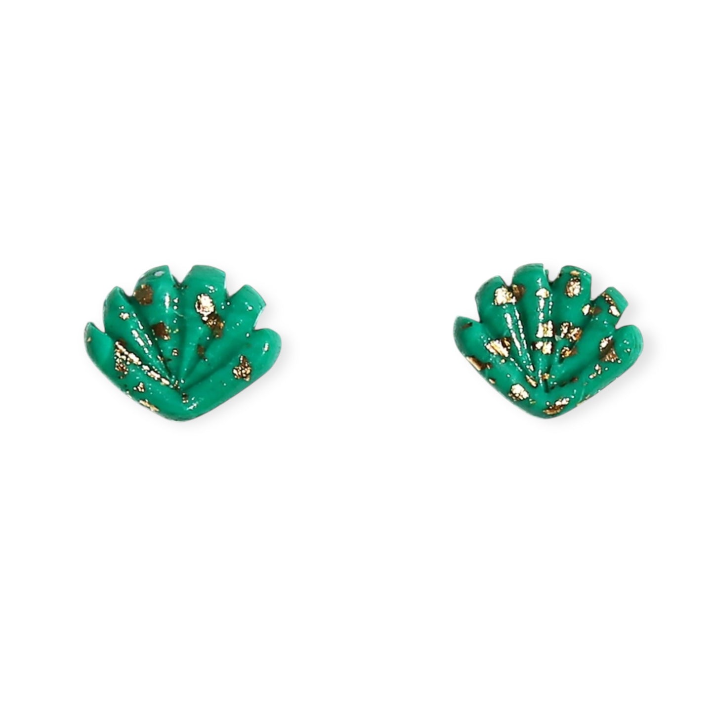 Kingston Shell Stud Earrings, Emerald