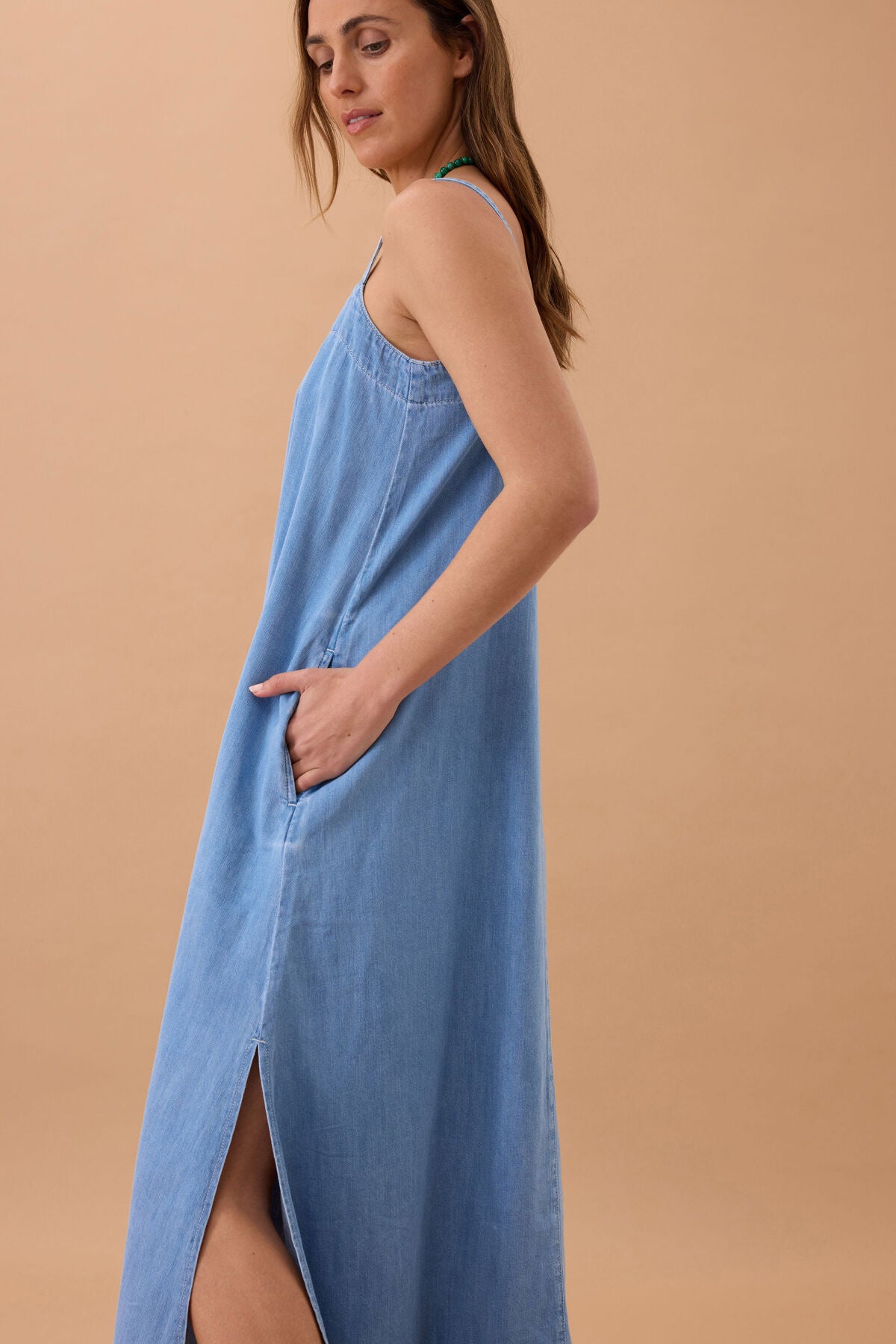 Ceres Remy Strappy Midi Dress, Vintage Blue