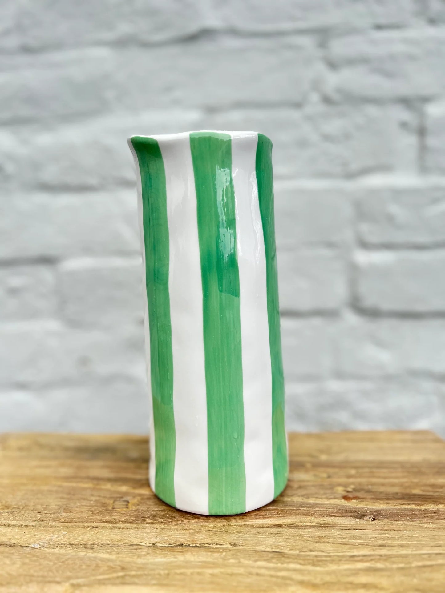 Noss & Co Medium Stripe Vase, Mint Green