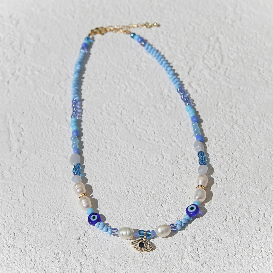 Kingston Design Necklace, Evil Eye Blue