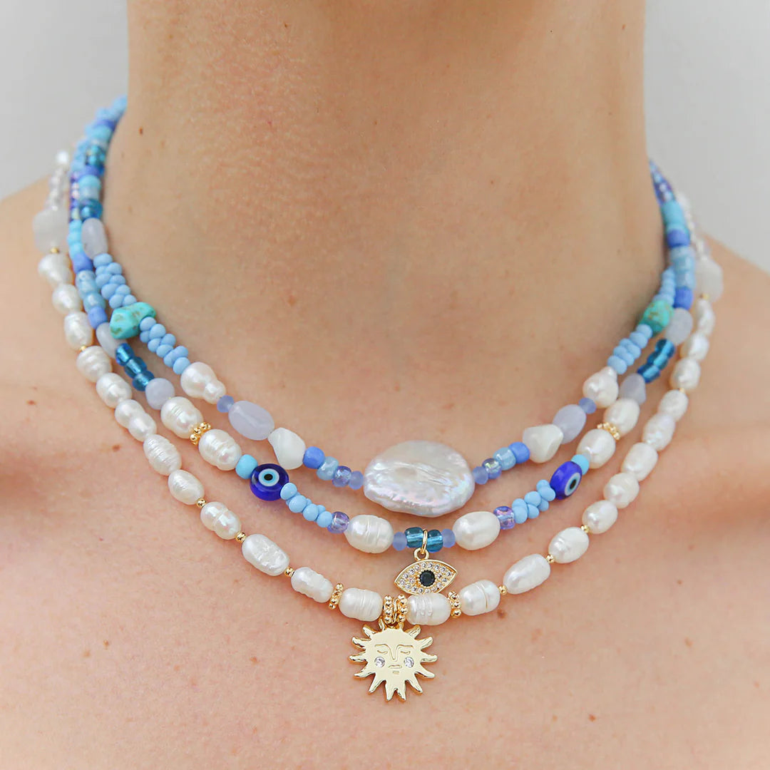 Kingston Design Necklace, Evil Eye Blue