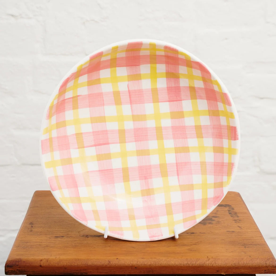 Noss Gingham Salad Bowl, Pink & Yellow