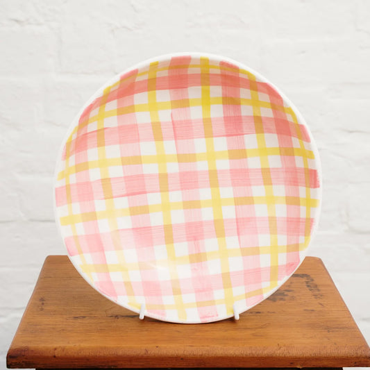 Noss Gingham Salad Bowl, Pink & Yellow