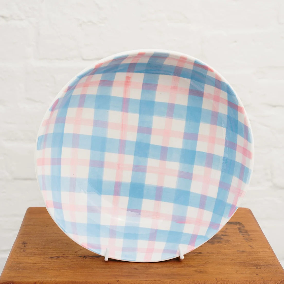 Noss Gingham Salad Bowl, Pink & Blue