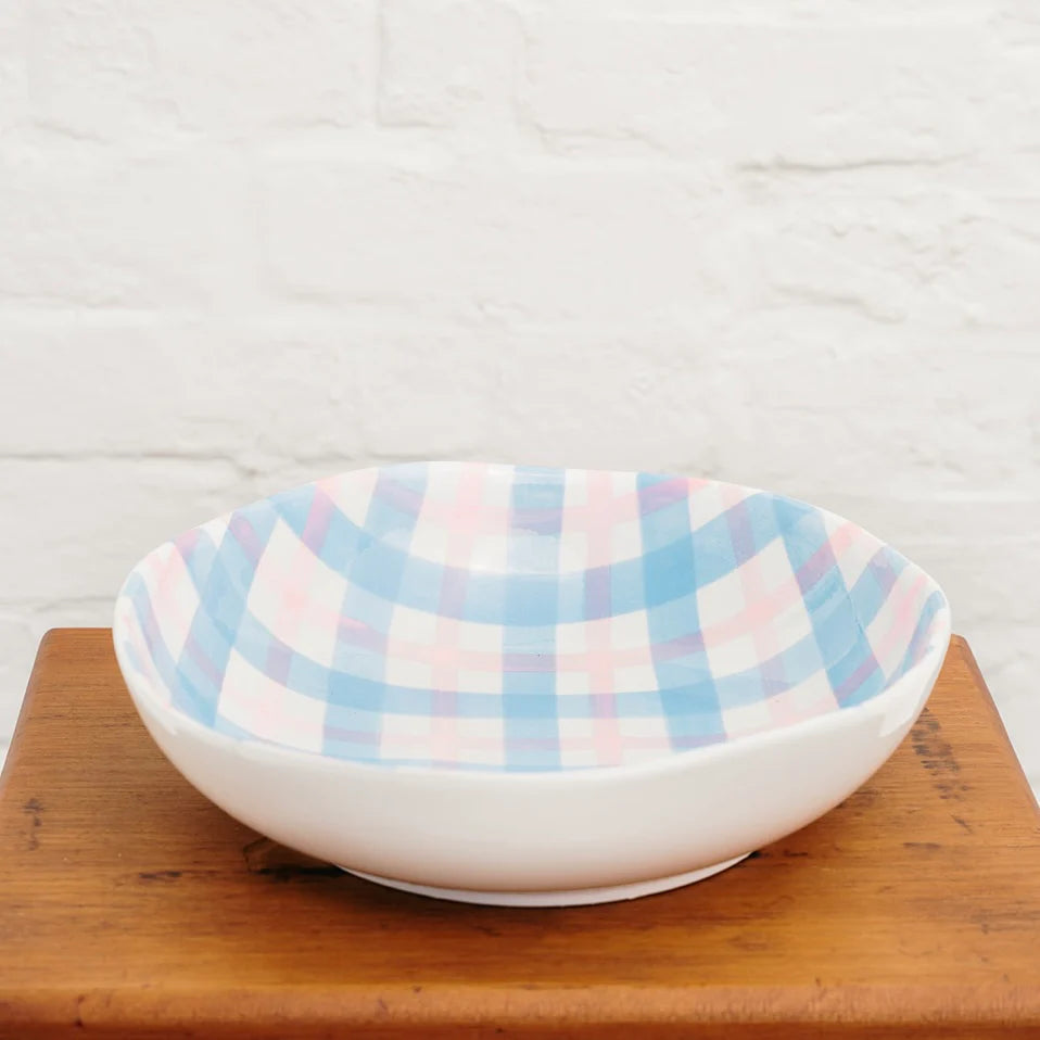 Noss Gingham Salad Bowl, Pink & Blue