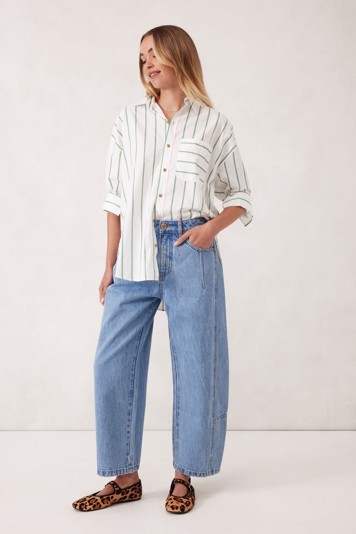 Ceres Life Darted Barrel Jean, Vintage Blue