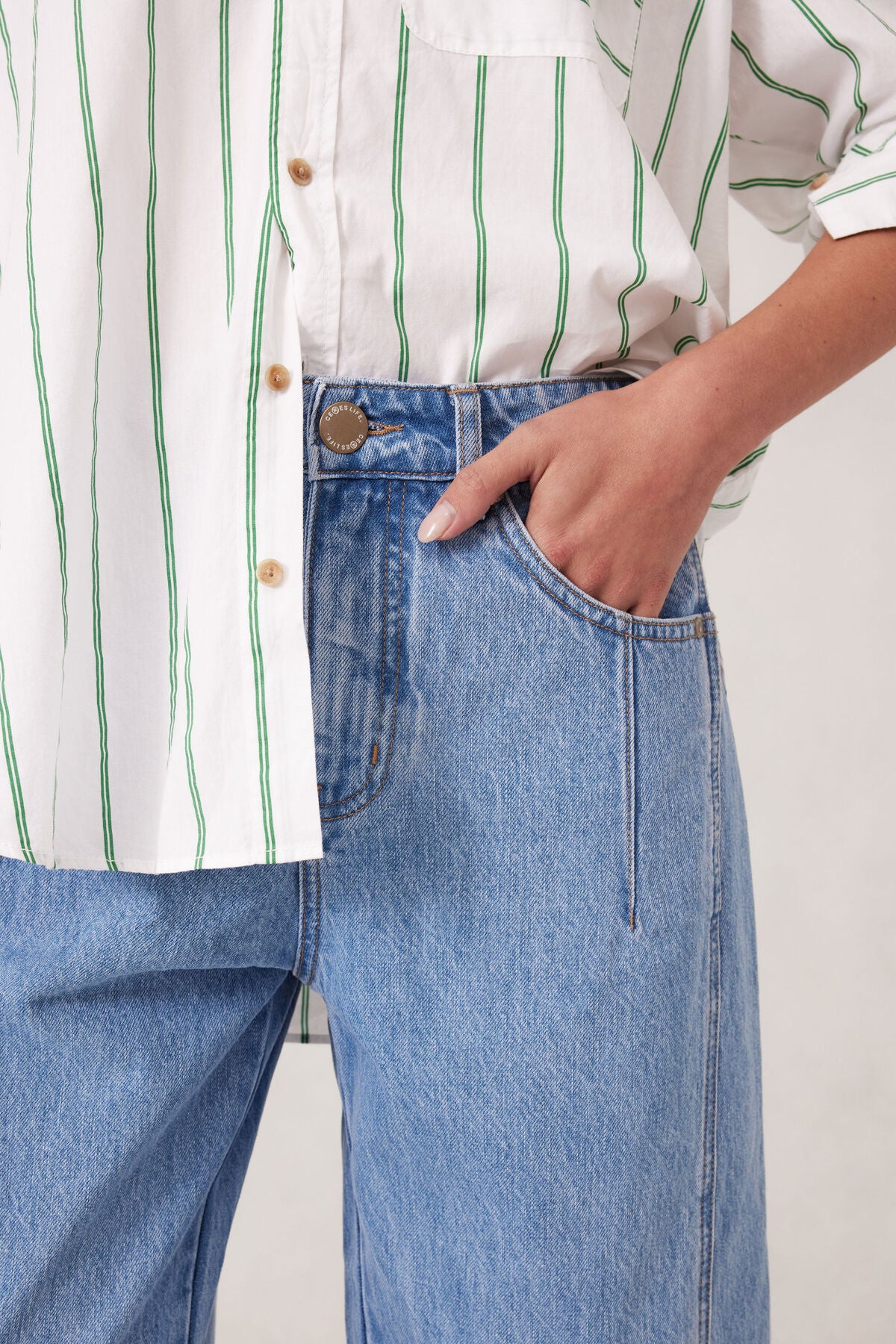 Ceres Life Darted Barrel Jean, Vintage Blue