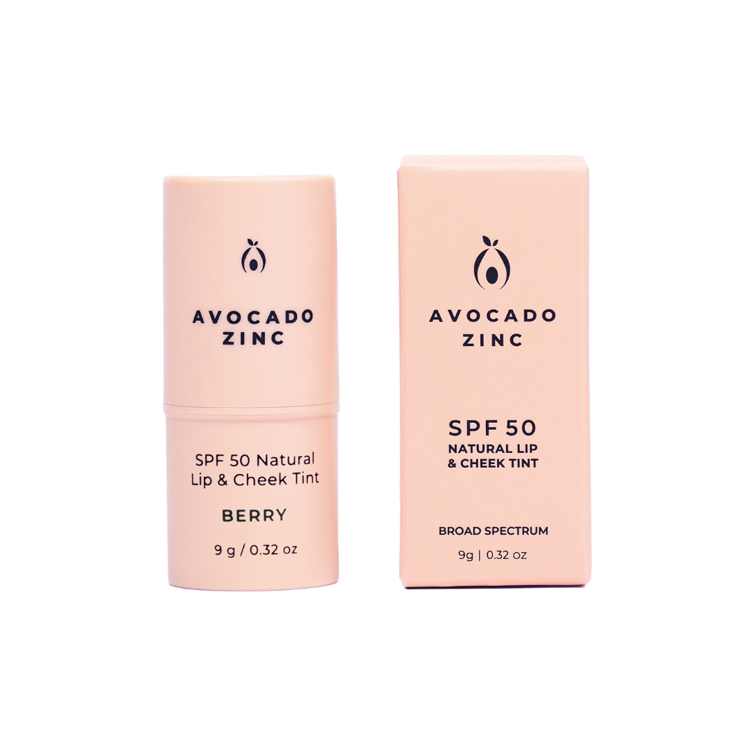 Avocado Zinc SPF 50 Natural Lip & Cheek Tint, Berry