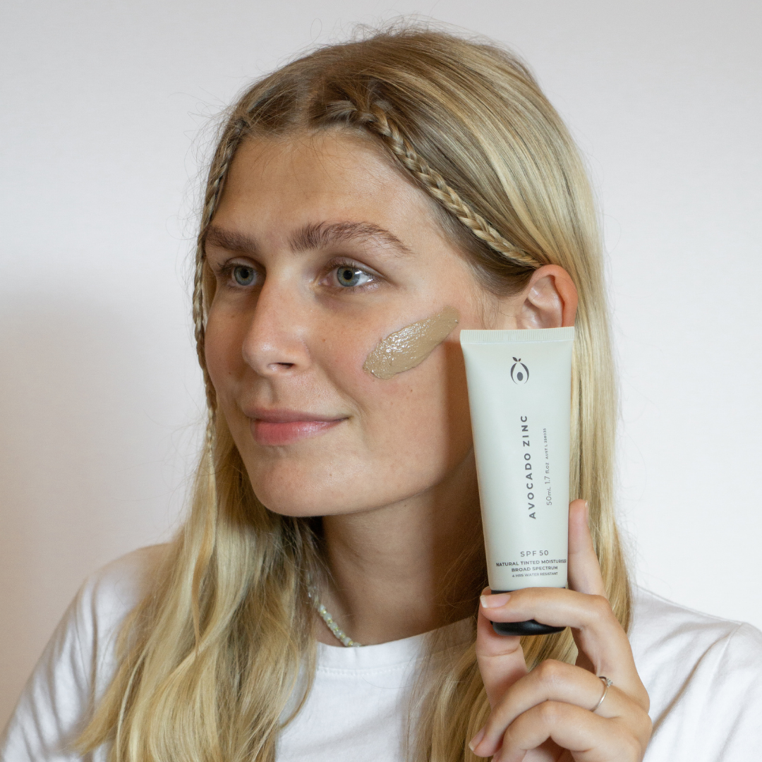 Avocado Zinc SPF 50 Natural Tinted Moisturiser, Medium-Dark