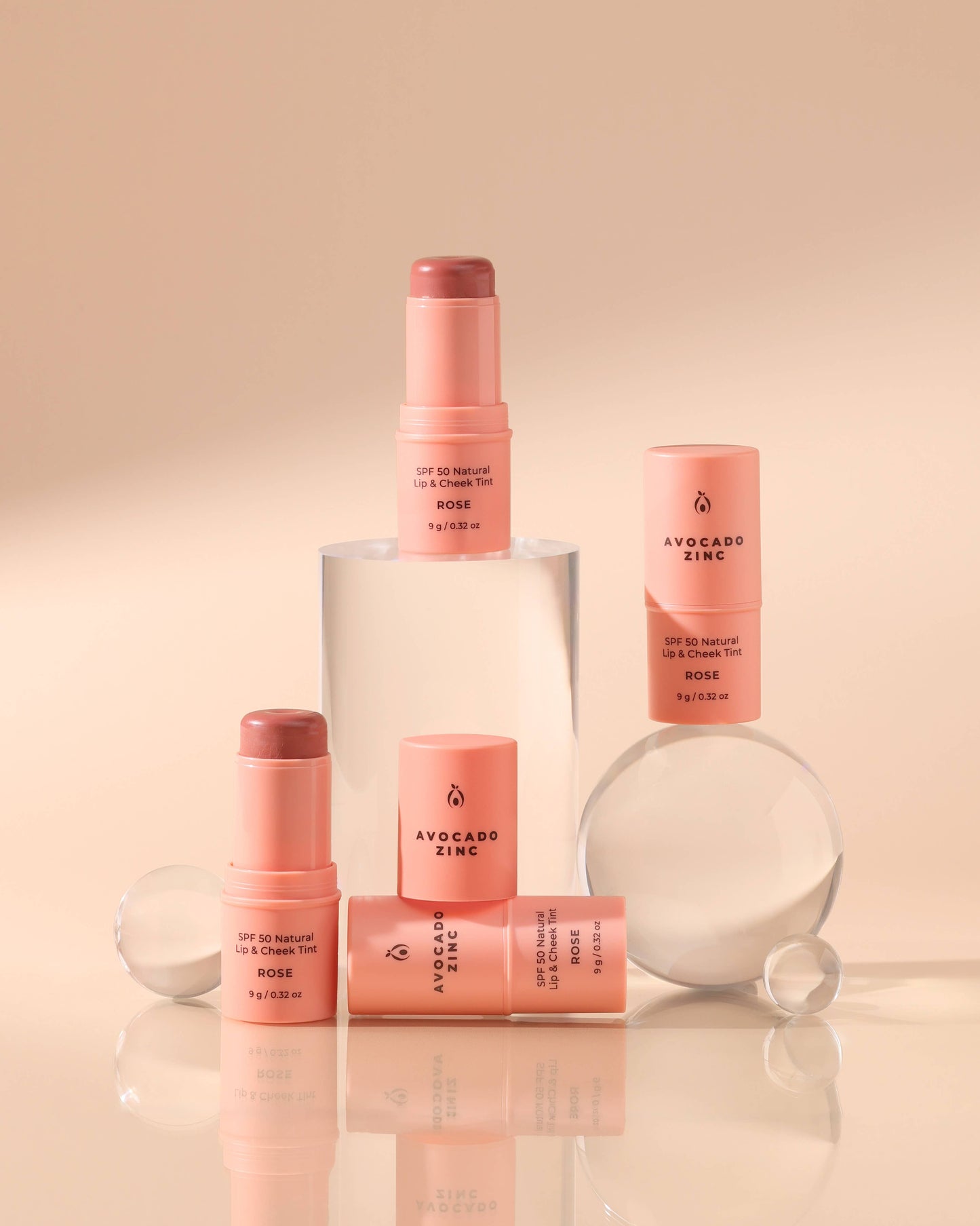 Avocado Zinc SPF 50 Natural Lip & Cheek Tint, Rose
