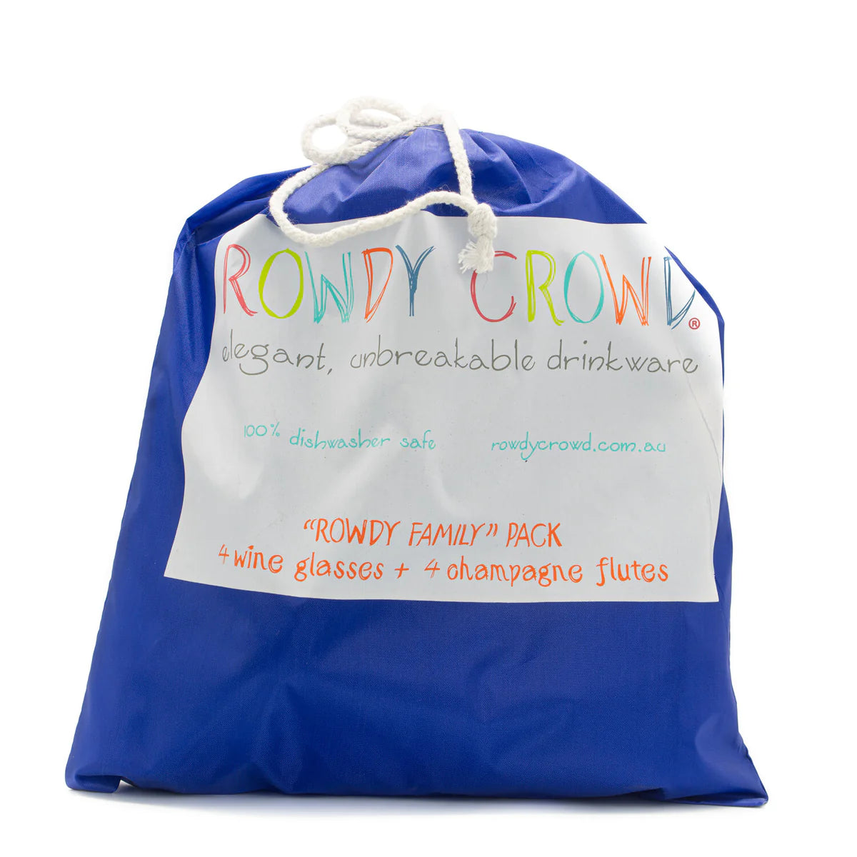 Rowdy Crowd Family Combo Pack 4 Wine glasses 4 champagne glasses