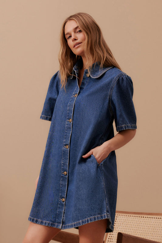 Ceres Life Sienna Denim Dress, Fresh Indigo