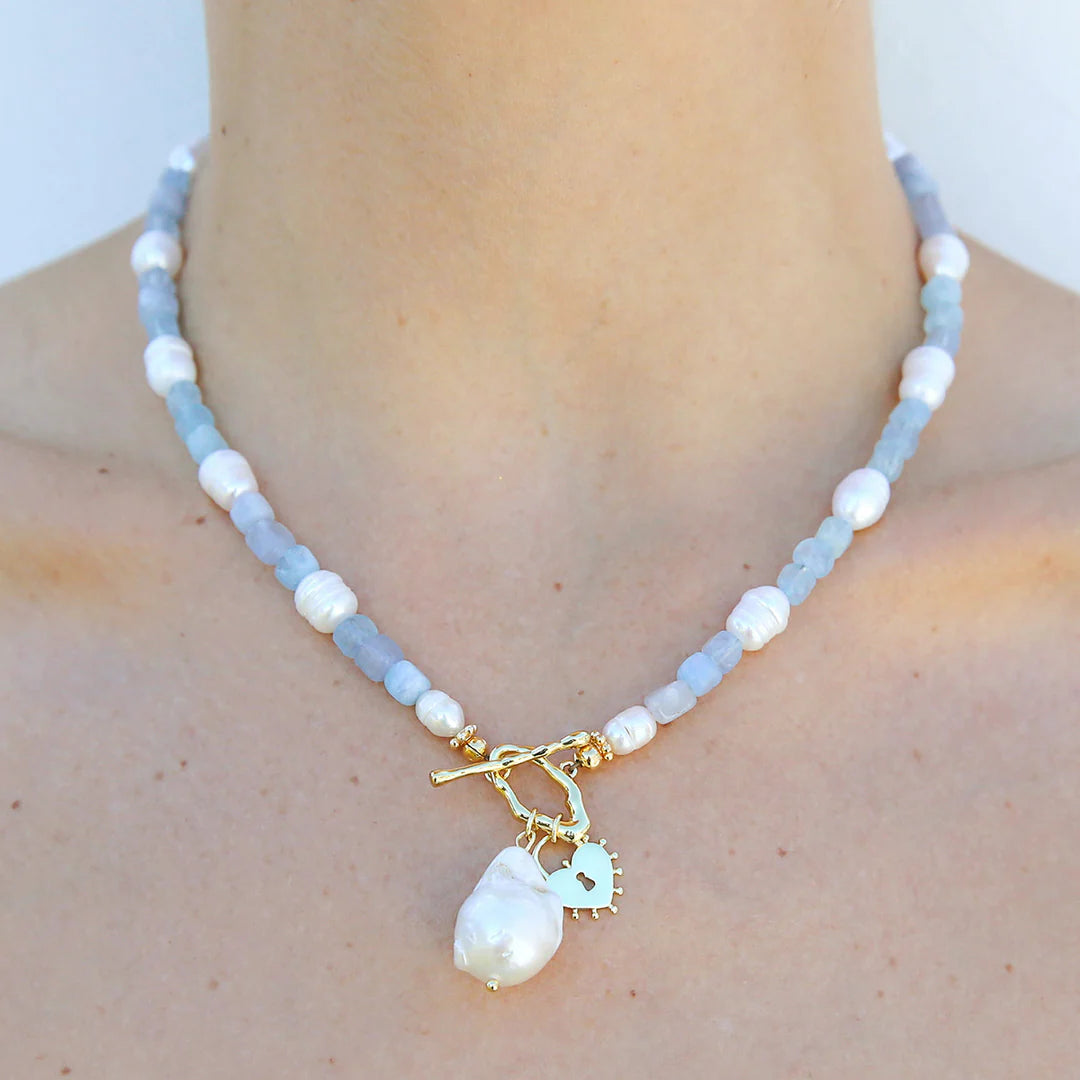 Kingston Necklace, Quartz & Pearl Fob