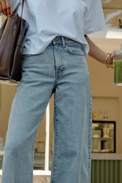 Ceres Life Evie Wide Leg Jean, Mid Vintage Blue