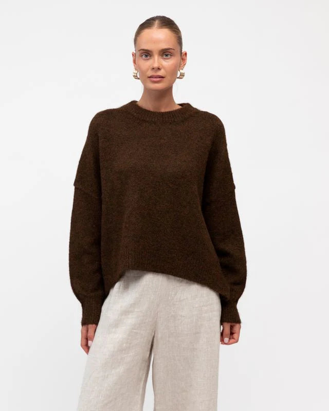 White Closet Tama Knit Jumper, Chocolate