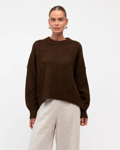 White Closet Tama Knit Jumper, Chocolate