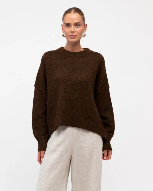 White Closet Tama Knit Jumper, Chocolate