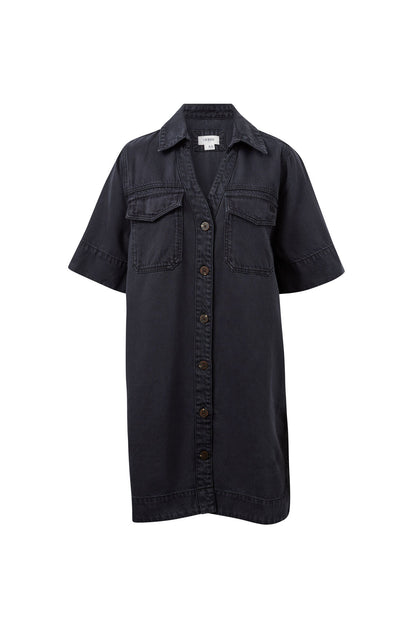 Ceres Life Bonnie Relaxed Shirt Dress, Washed Black