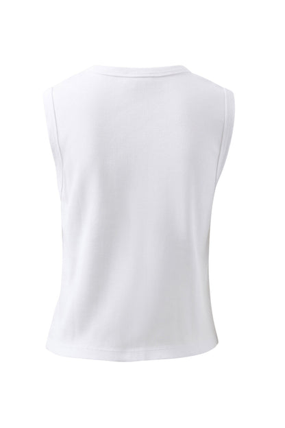Ceres Life Lyla Button Through Rib Tank, White