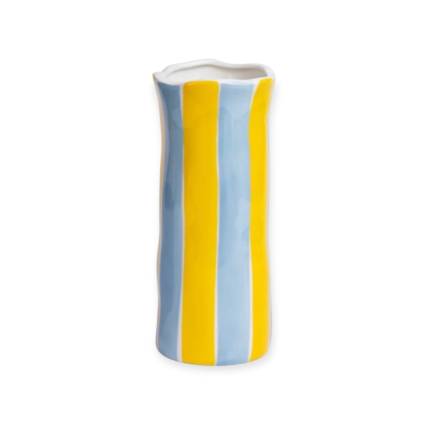 Noss & Co Small Stripe Vase, Cornflower Blue & Yellow